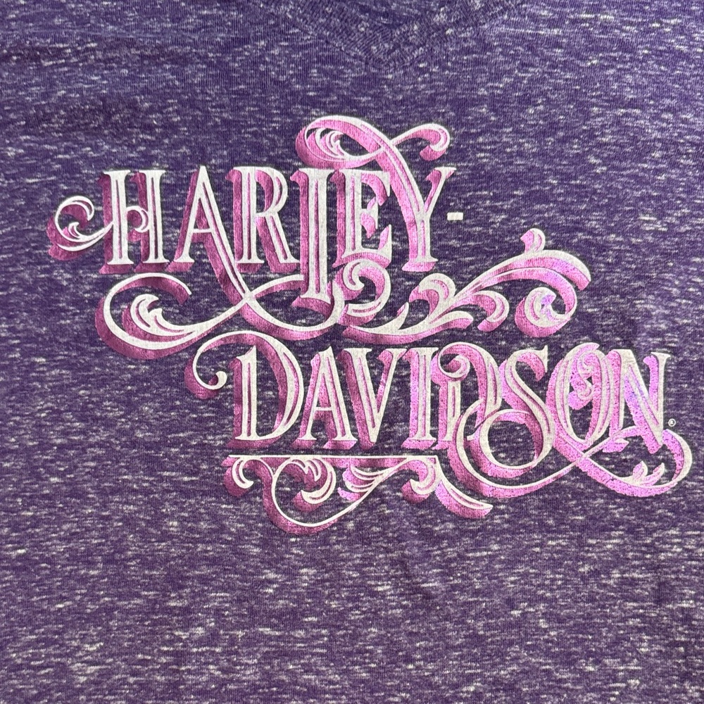 Harley-Davidson Violet Tee with Pink Script - Picture 2 of 5